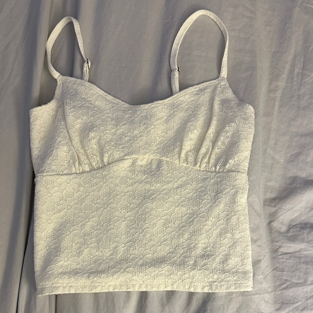 Hollister White Lace Tank Top